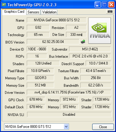 MSI GeForce NX8800GTS a chyby v obraze