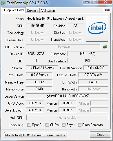 intel integrated graphics gma 950