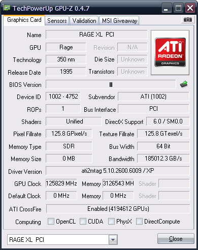 Any chance in hell of support the old ass Rage XL PCI?