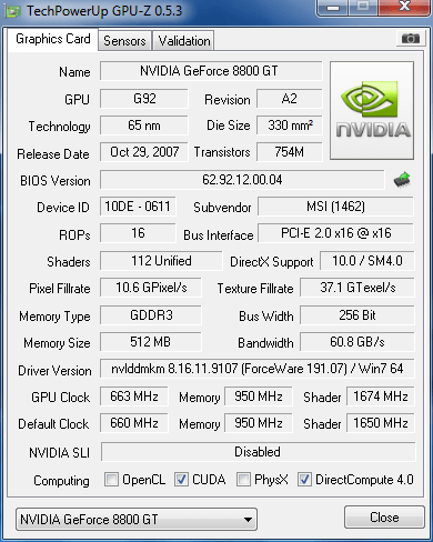 P/I: Nvidia 8800GT