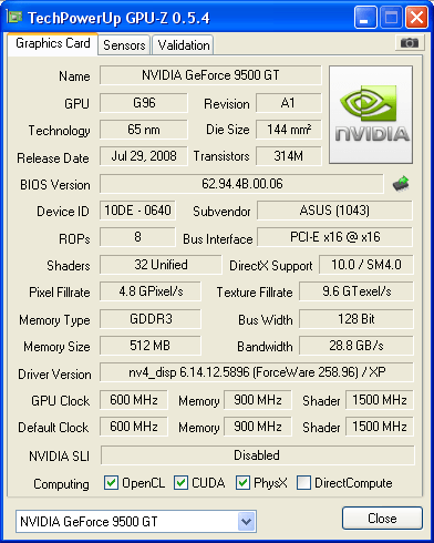 P/I: Nvidia 9500TC OC