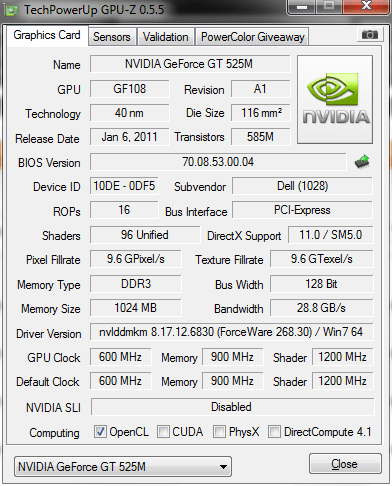 Nvidia GeForce GT525M - Not working all 