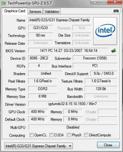 update intel g33 g31 express chipset family