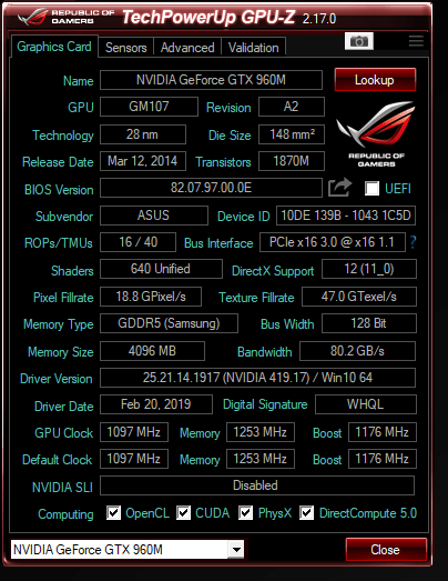 nvidia 960m driver