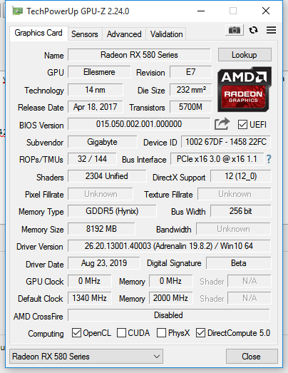 RX580 8G kod adı:ELLESMERE YAZIYOR  POLARİS değil ?