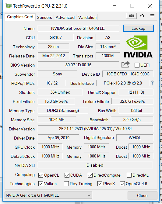 Issues getting nvidia 640M LE 