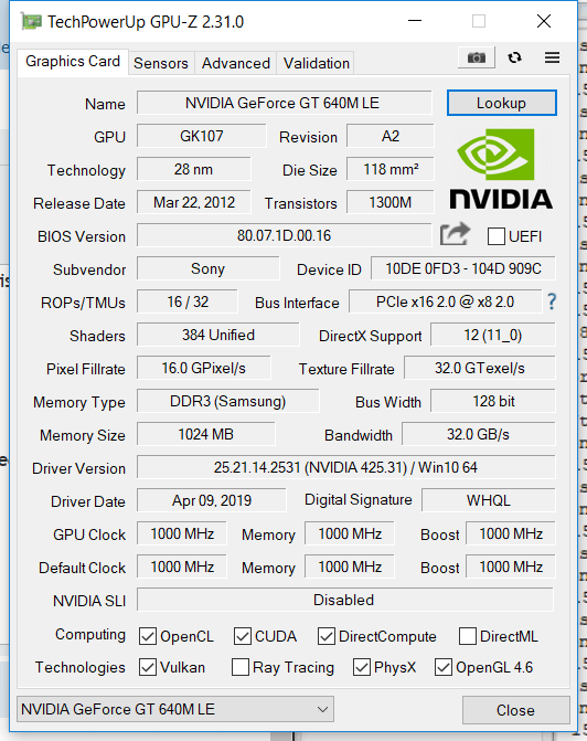 Nvidia 425.31 hot sale