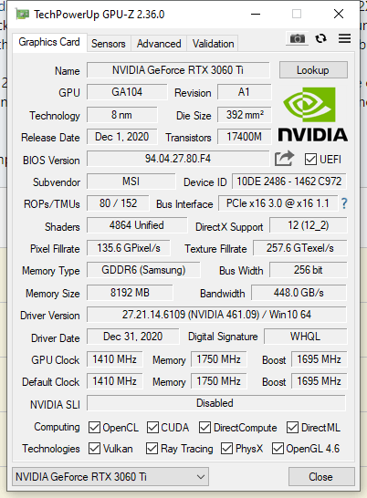 Any compatible VBIOS for the 3060 Ti Ventus 2X OCV1? : r/nvidia