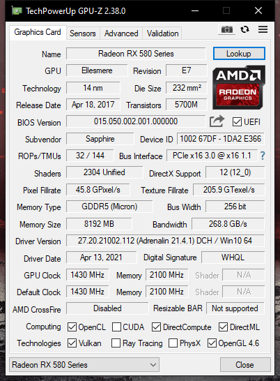 Rx 580 4gb on sale sapphire nitro+ driver