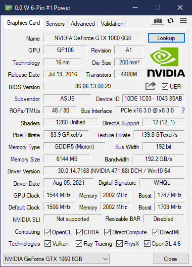 Question - Gtx 1060 6gb stuck on 139 Tom's Hardware Forum